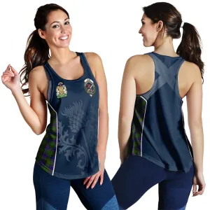 Adam Tartan Women's Racerback Tanks with Family Crest and Scottish Thistle Vibes Sport Style