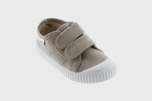 Beige canvas double velcro sneaker