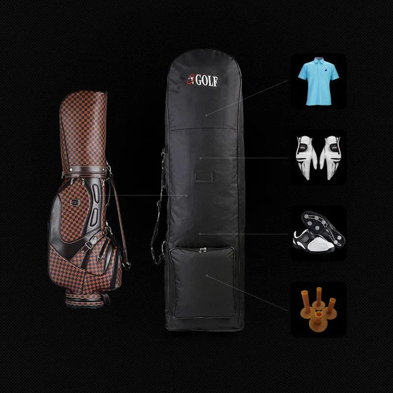 130x36x25cm Nylon Golf Aviation Bag Waterproof Portable Folding Travel Bag Cover with Wheels