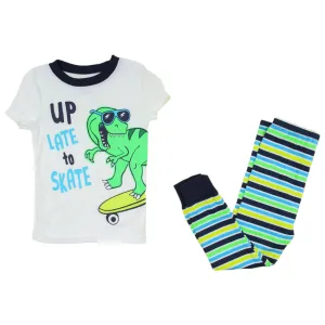 2 pc Snug Fit Sleepwear - Up Late To Skate