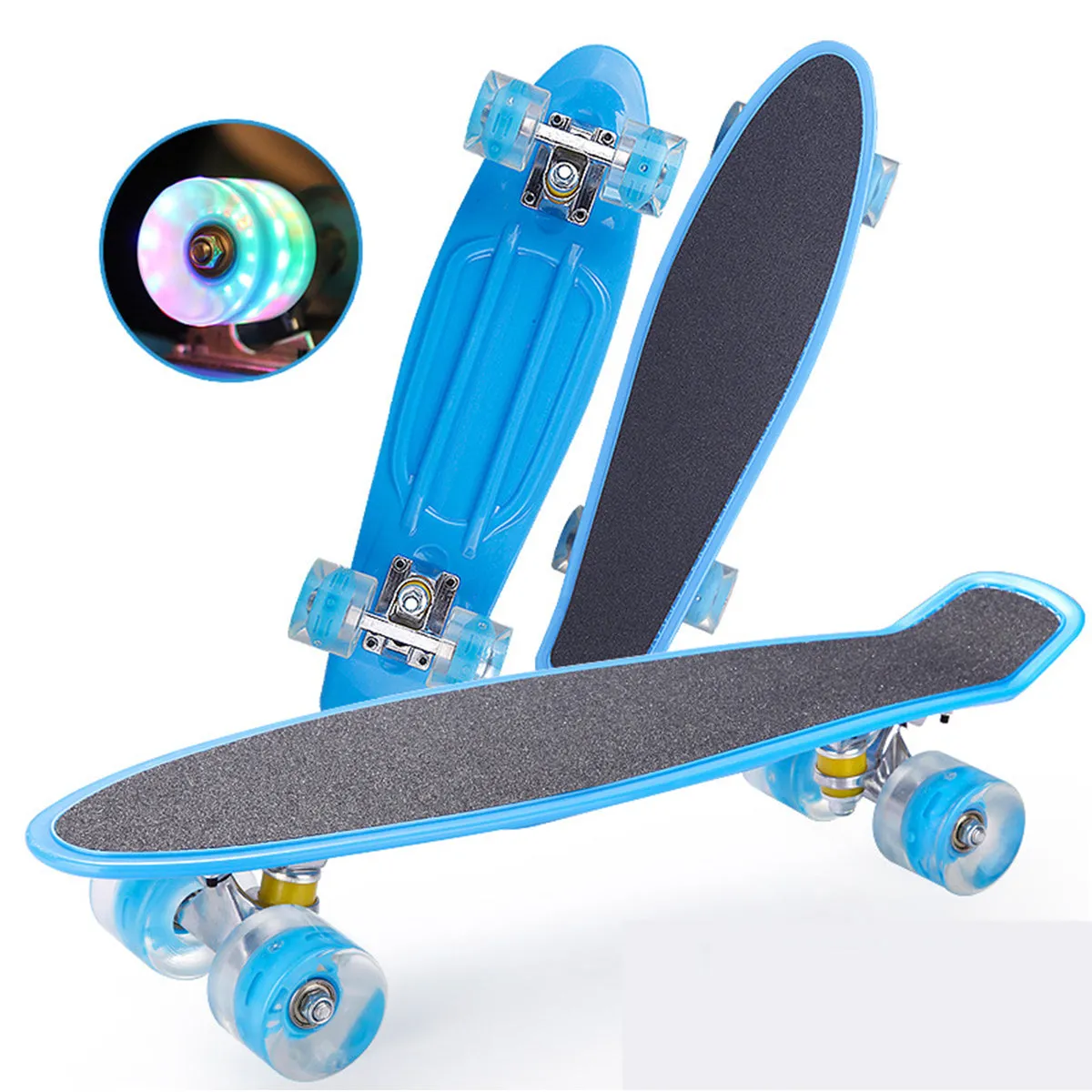 22 Inch Skateboard Mini Cruiser Board Fish Skate Board Adults Children Scooter Pastel Longboard Bearings Flash Wheel