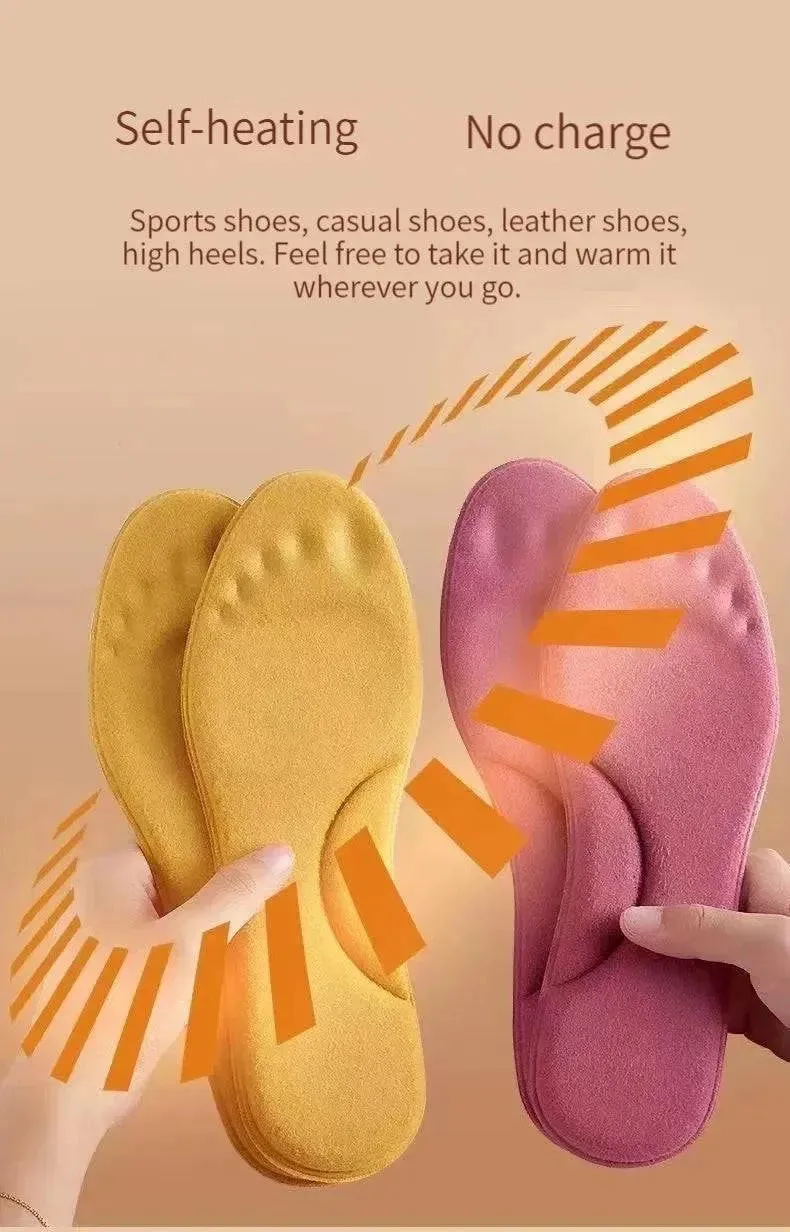 2Pairs Self Heating Insoles Thermostatic Thermal Insole Massage Memory Foam Arch Support Shoe Pad Heated Pads Winter Men Women