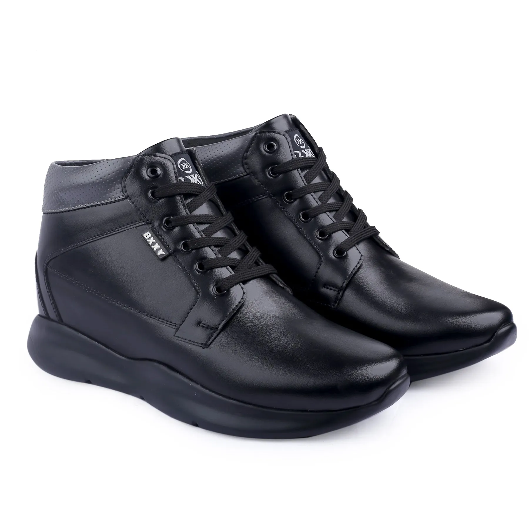 3 Inch Hidden Height Increasing Faux Leather Casual Boots For Men