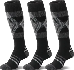 3 Pairs Wool Ski Socks for Womens Mens, Thermal Winter Warm Thick Knee High Socks for Skiing Snowboarding