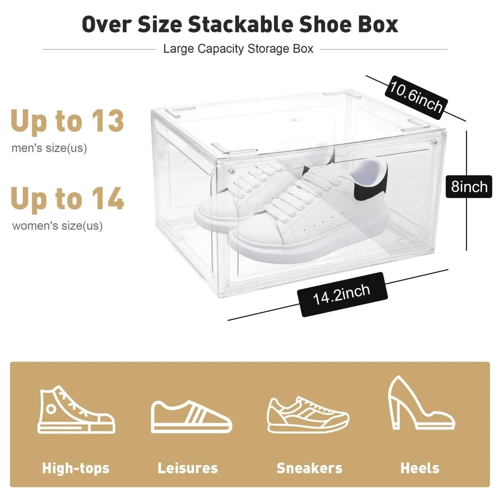 4 Packs Magnetic Stackable Shoe Storage Box Sneaker Container PET Display