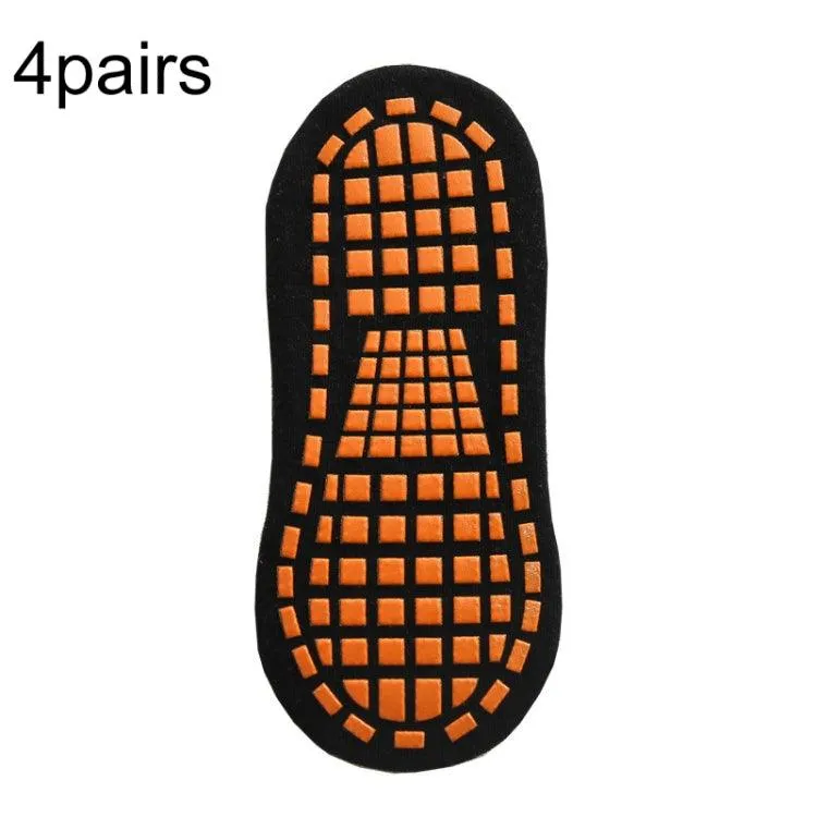 4 Pairs of Non-Slip Yoga and Trampoline Socks with Dotted Rubber Grip