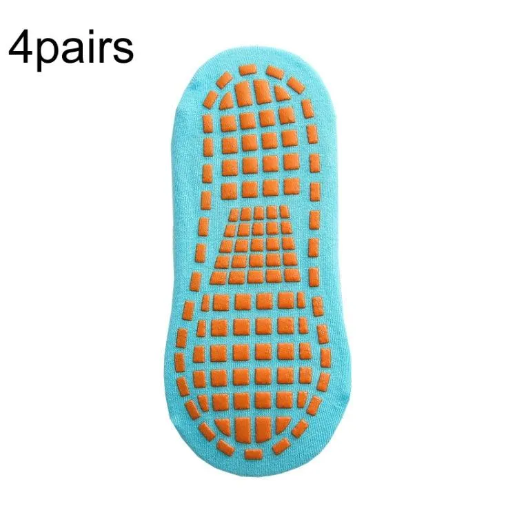 4 Pairs of Non-Slip Yoga and Trampoline Socks with Dotted Rubber Grip