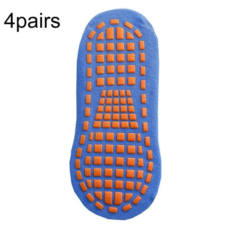 4 Pairs of Non-Slip Yoga and Trampoline Socks with Dotted Rubber Grip