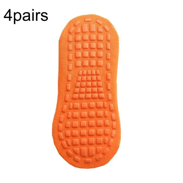 4 Pairs of Non-Slip Yoga and Trampoline Socks with Dotted Rubber Grip