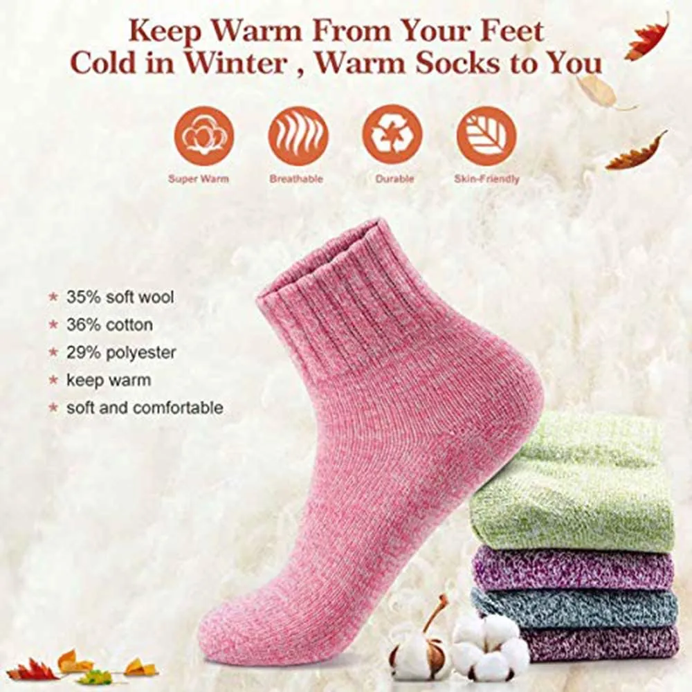 5-Pair: Women's Winter Socks Gift Box Free Size Thick Wool Soft Warm Casual Socks