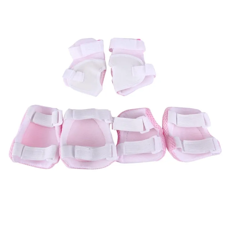 6 in 1 Roller Skate Knee & Elbow & Wrist Pads Protective Gear Sets(Pink)