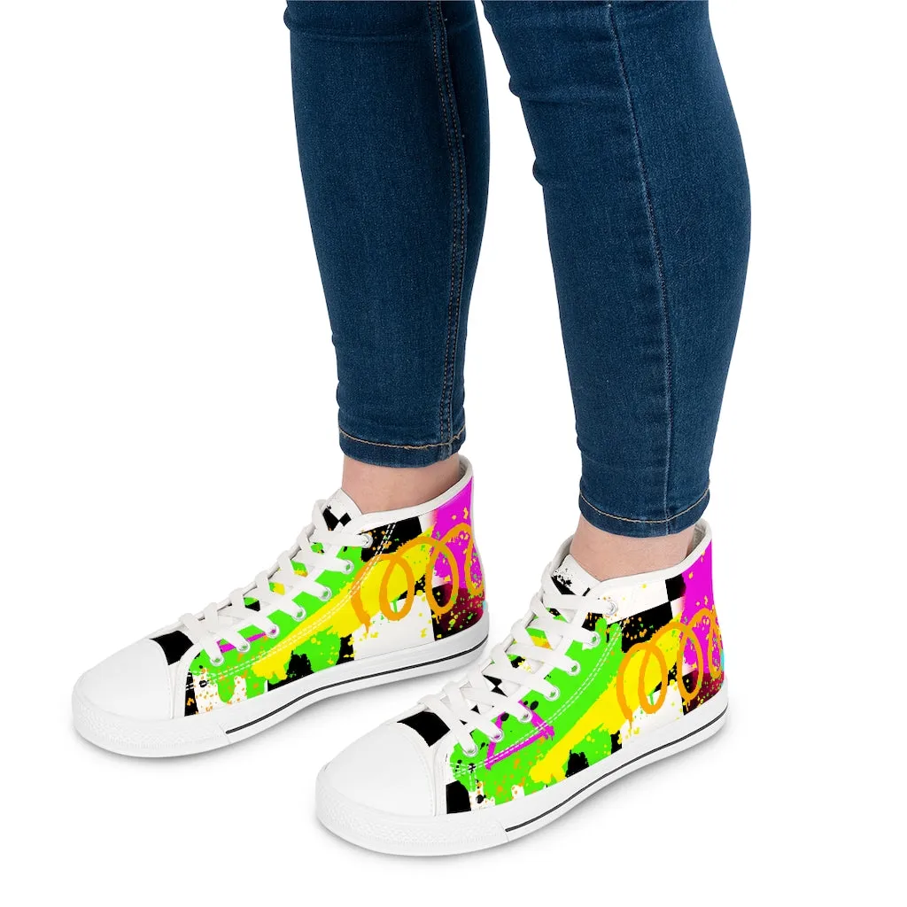 Abstract checkered Women's High Top Sneakers