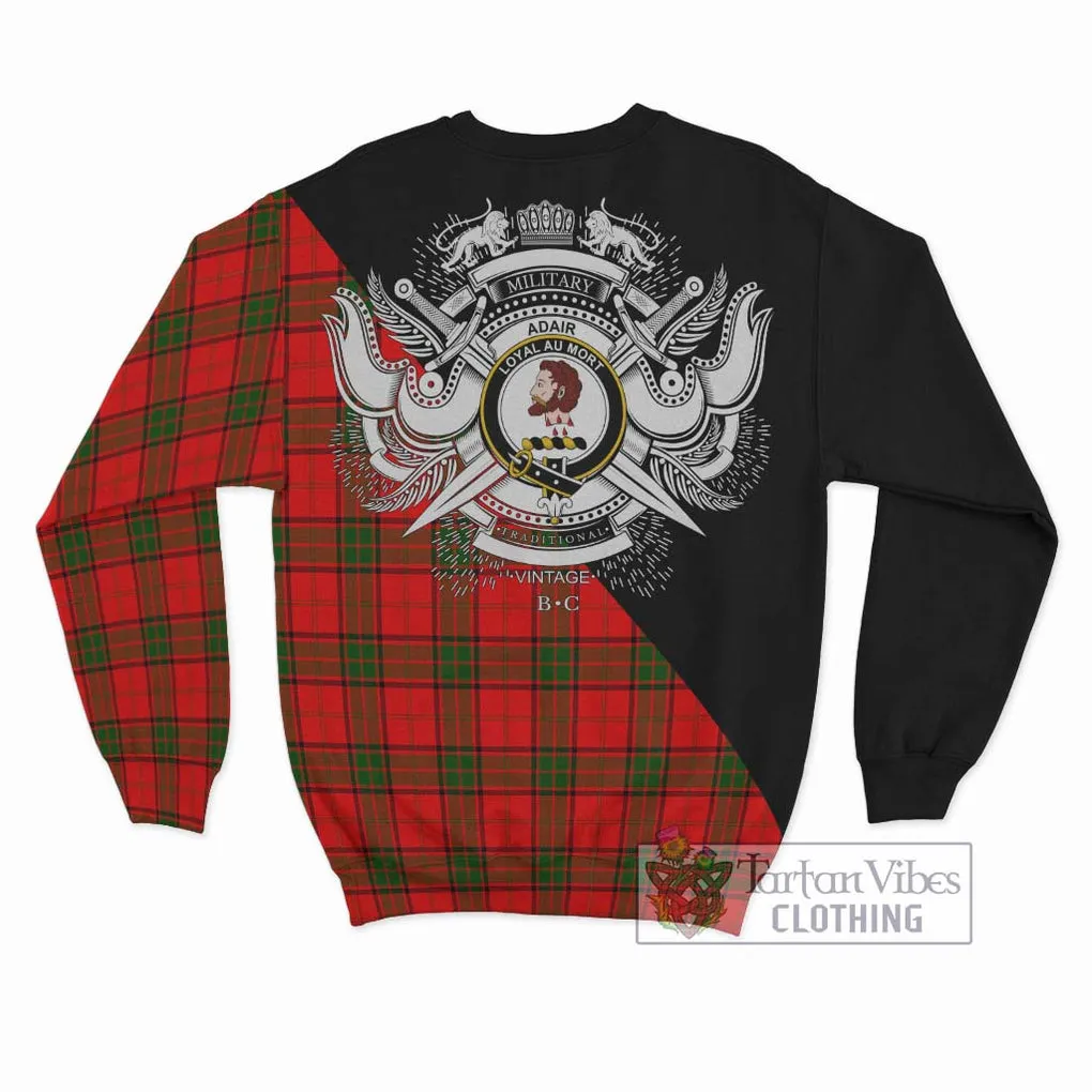 Adair Tartan Sweatshirt with Family Crest and Military Logo Style