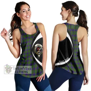 Adam Tartan Women's Racerback Tanks with Family Crest Circle Style