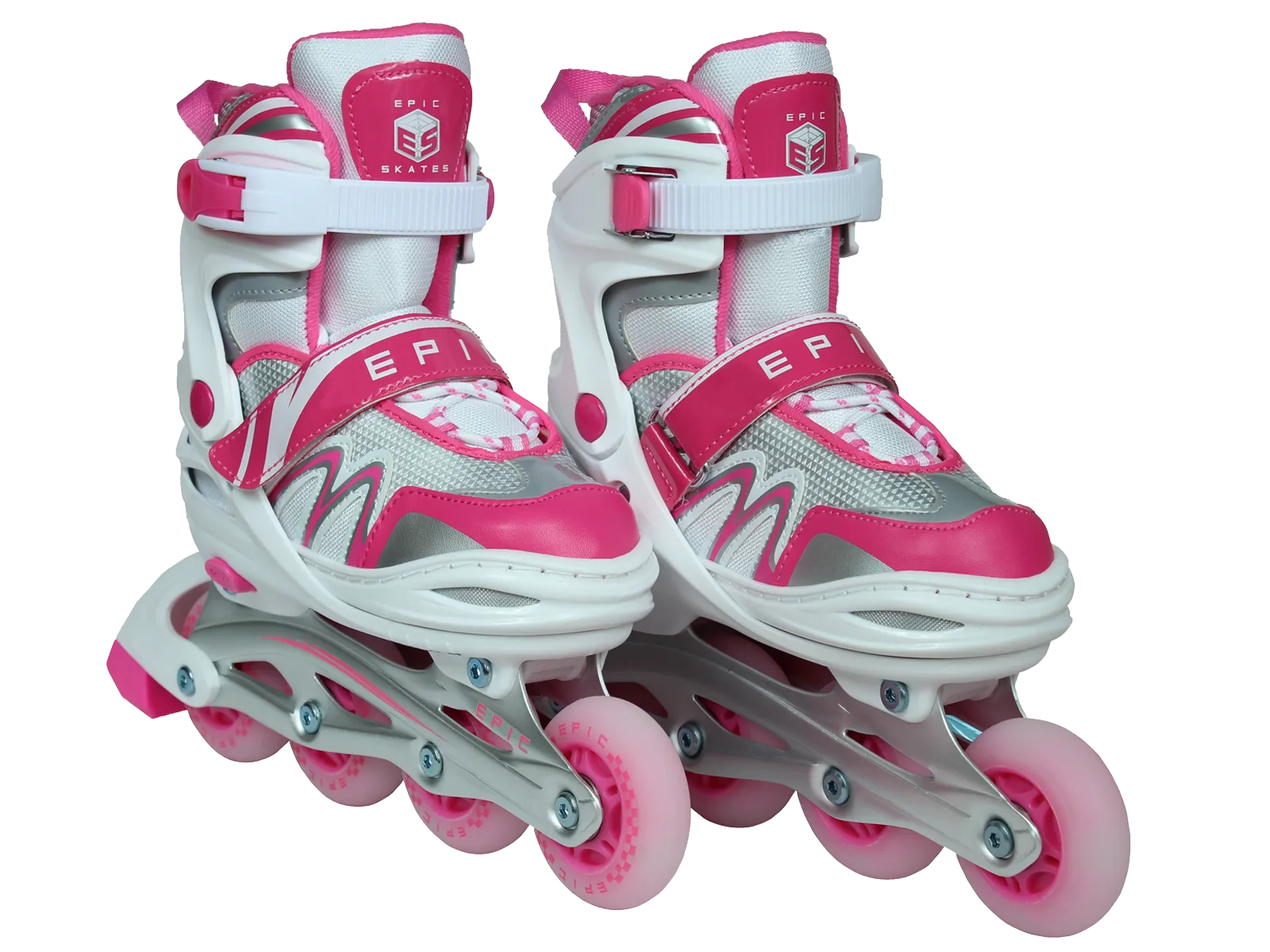 Adjustable Epic Pixie Pink And White Inline Skates W Light Up Wheels