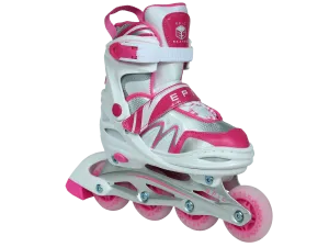 Adjustable Epic Pixie Pink And White Inline Skates W Light Up Wheels