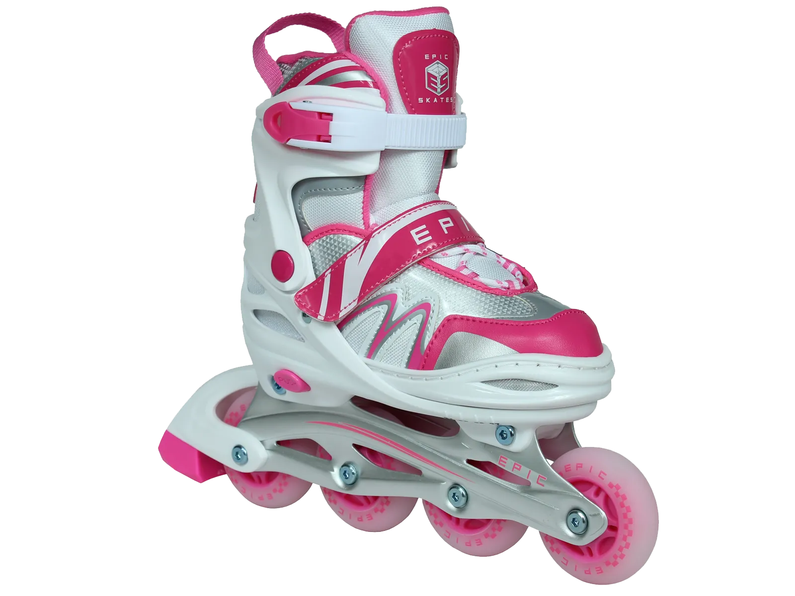 Adjustable Epic Pixie Pink And White Inline Skates W Light Up Wheels