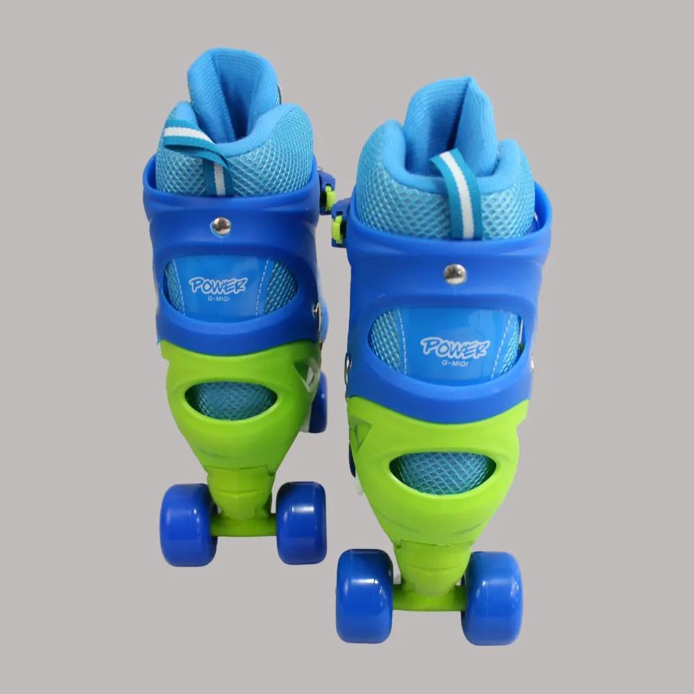 Adjustable Roller Skate Shoes 2-Rows 4-Wheels (Medium, Blue)