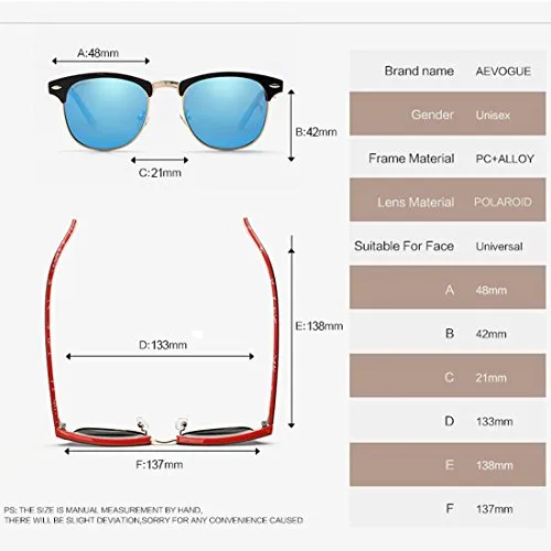 AEVOGUE Polarized Sunglasses Semi-Rimless Frame Brand Designer Classic AE0369 (Tortoise&G15, 48)