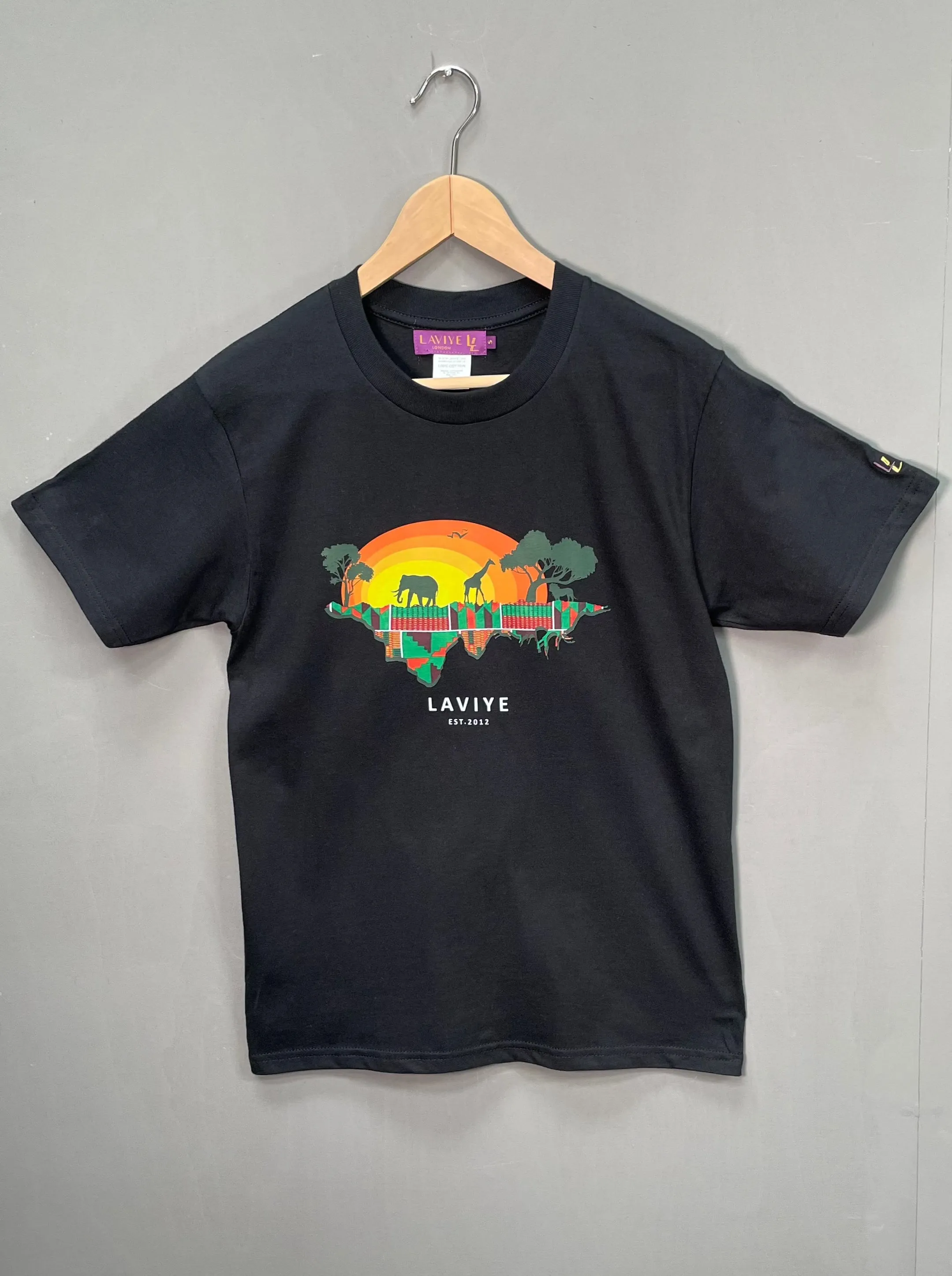 African Safari Graphic T-shirt Unisex African Print Black Shirt  | ACCRA