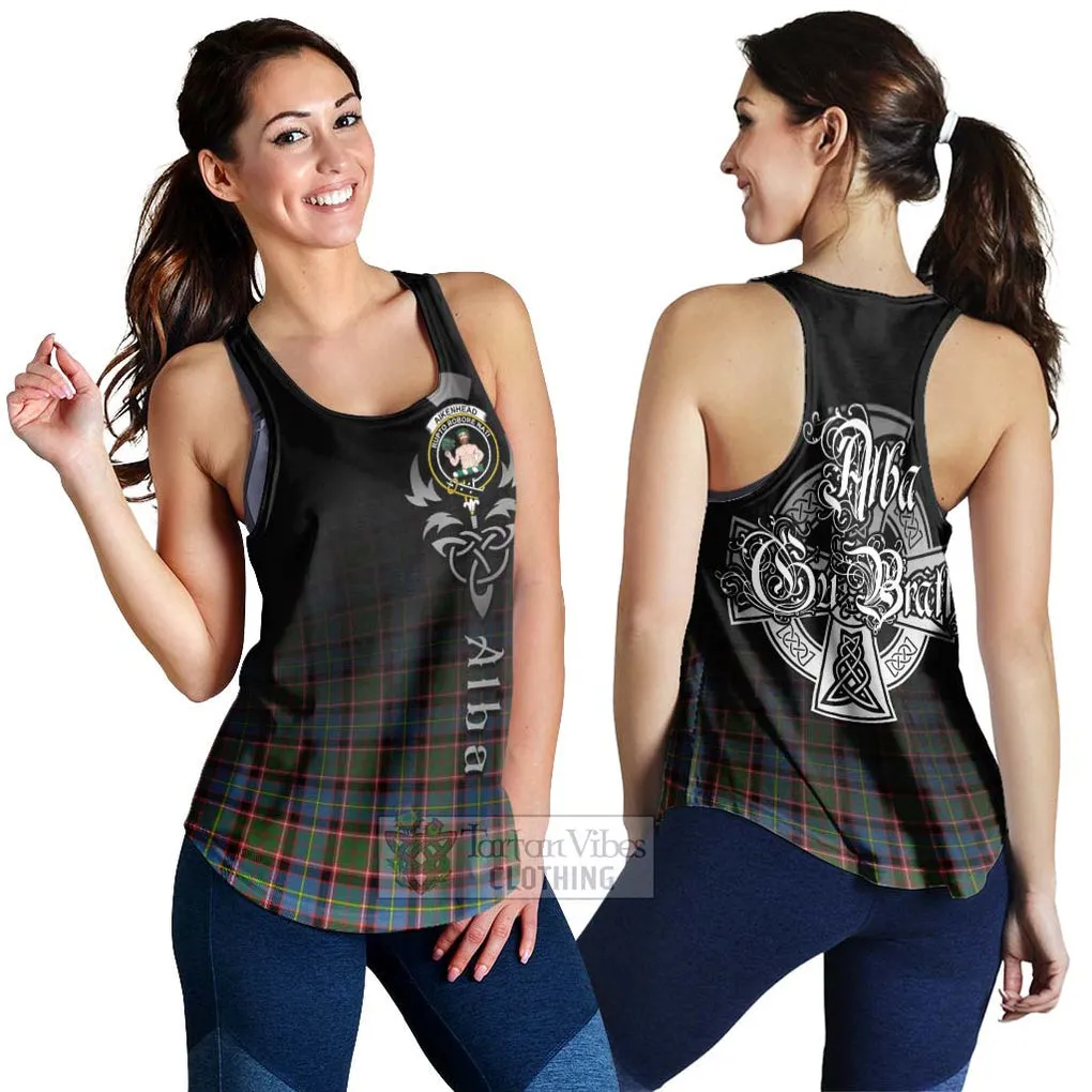 Aikenhead Tartan Women's Racerback Tanks Featuring Alba Gu Brath Family Crest Celtic Inspired