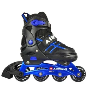 Airwalk Kids Youth Boys Girls Adjustable Inline Skates ABEC-5 Bearing, Blue, 1-4