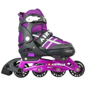 Airwalk Kids Youth Boys Girls Adjustable Inline Skates ABEC-5 Bearing Purple 1-4