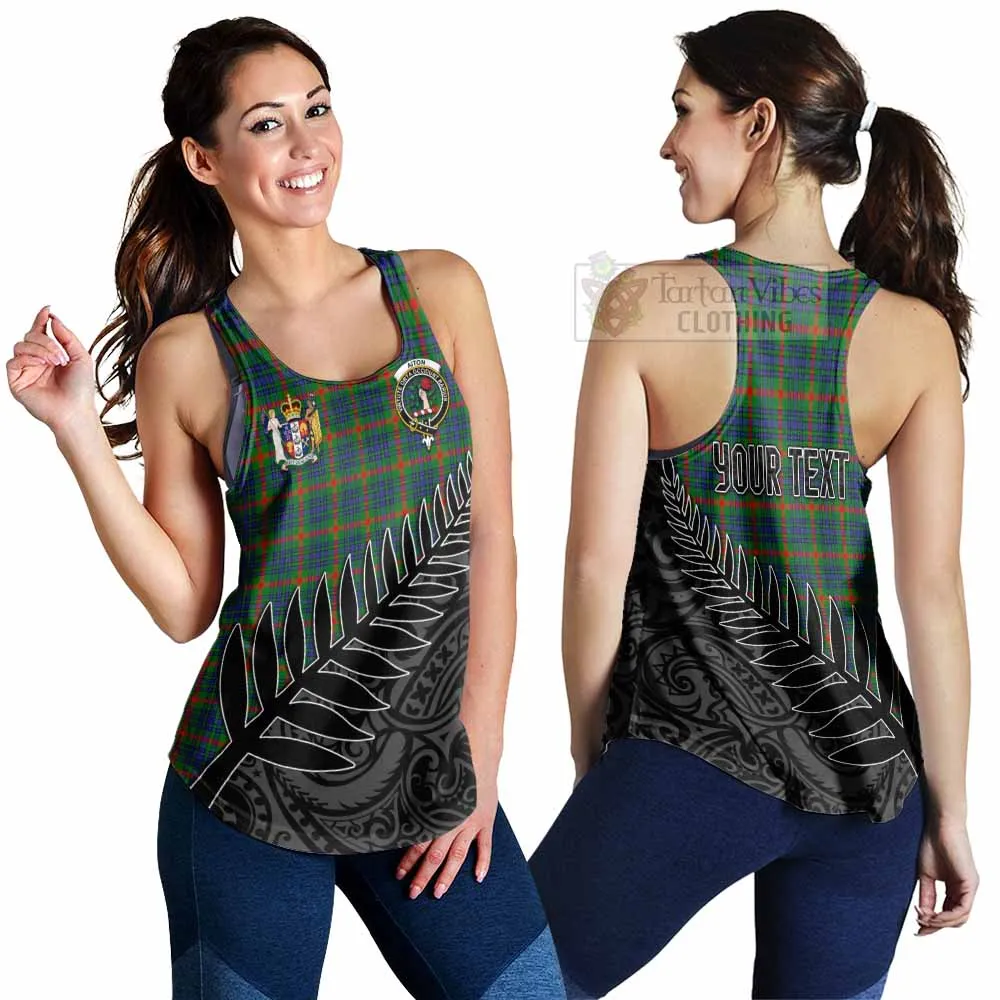 Aiton Crest Tartan Women's Racerback Tanks with New Zealand Silver Fern Half Style