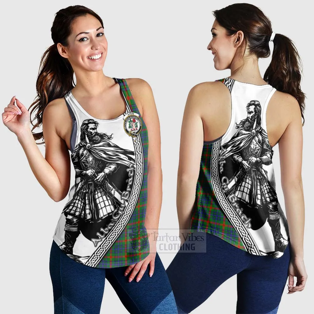 Aiton Tartan Clan Crest Women's Racerback Tanks with Highlander Warrior Celtic Style