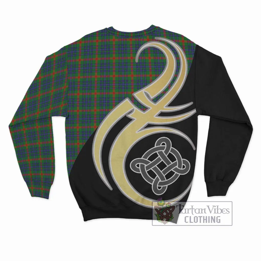 Aiton Tartan Sweatshirt with Family Crest and Celtic Symbol Style