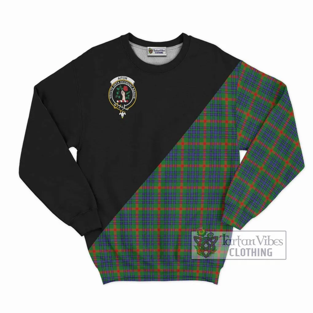 Aiton Tartan Sweatshirt with Family Crest and Military Logo Style