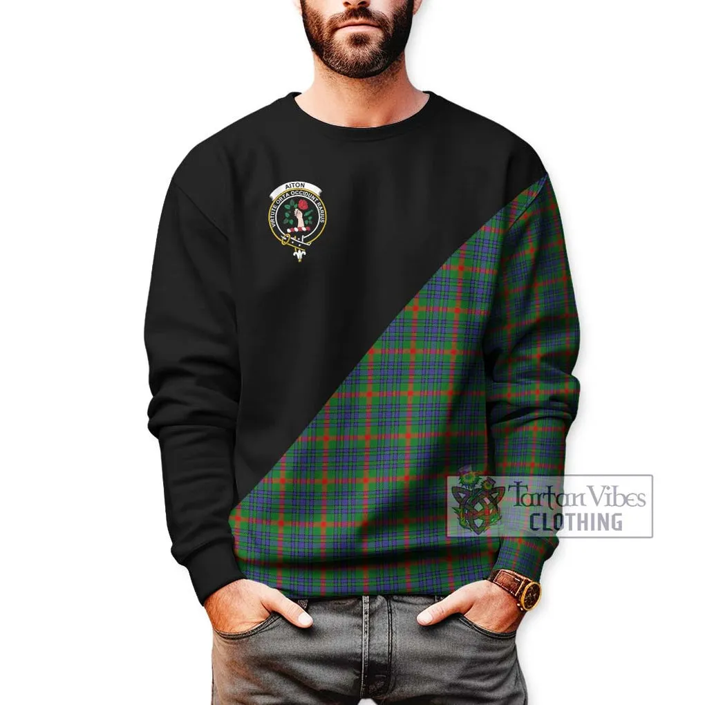 Aiton Tartan Sweatshirt with Family Crest and Military Logo Style