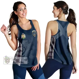 Alexander of Menstry Dress Tartan Women's Racerback Tanks with Family Crest and Lion Rampant Vibes Sport Style