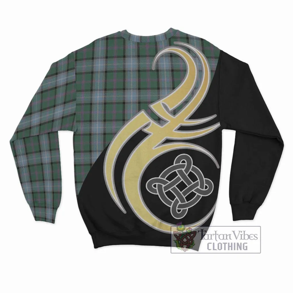 Alexander of Menstry Hunting Tartan Sweatshirt with Family Crest and Celtic Symbol Style