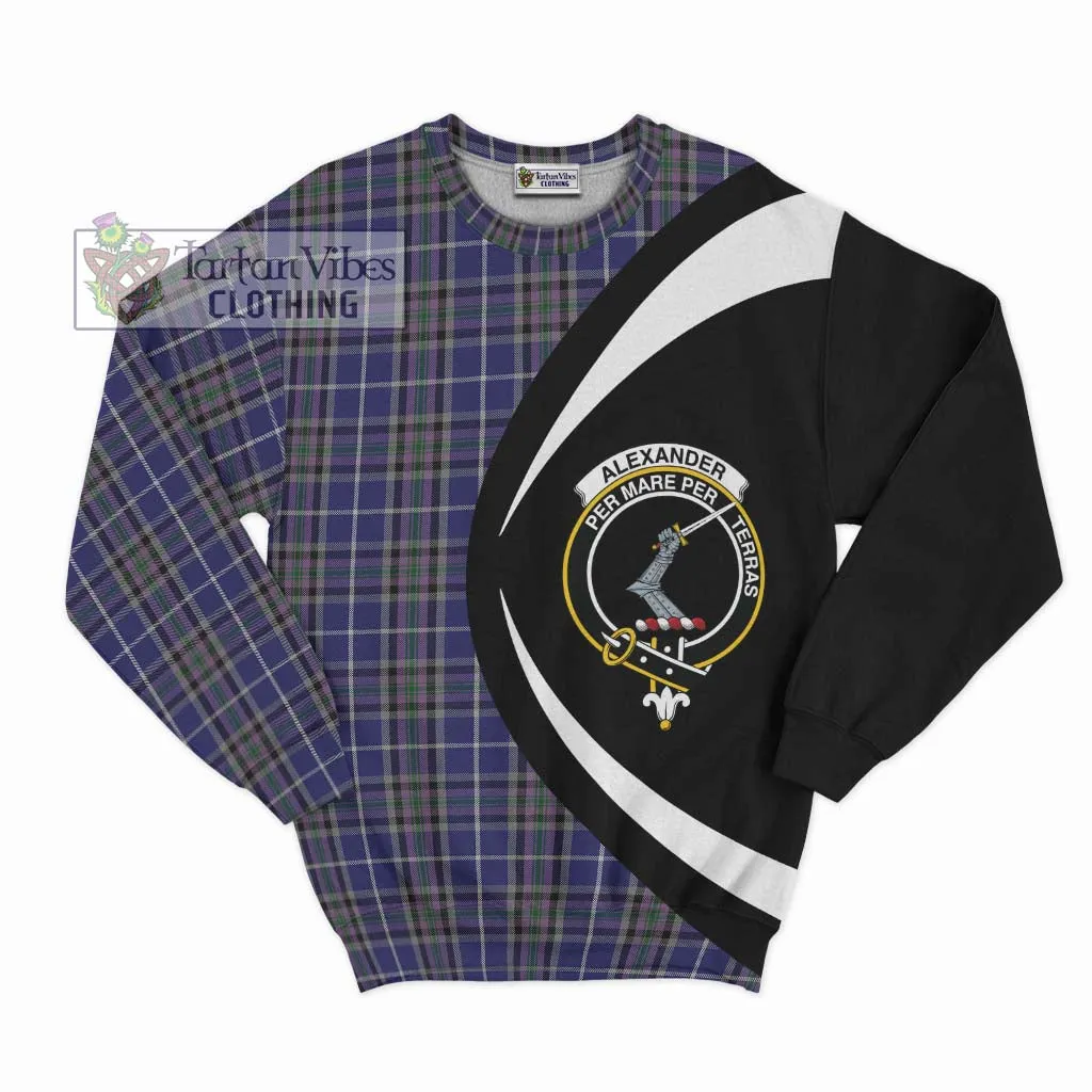 Alexander of Menstry Tartan Sweatshirt with Family Crest Circle Style