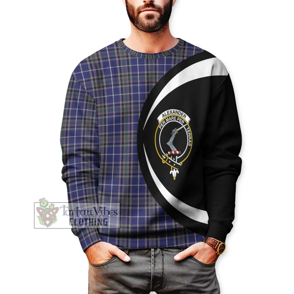 Alexander of Menstry Tartan Sweatshirt with Family Crest Circle Style