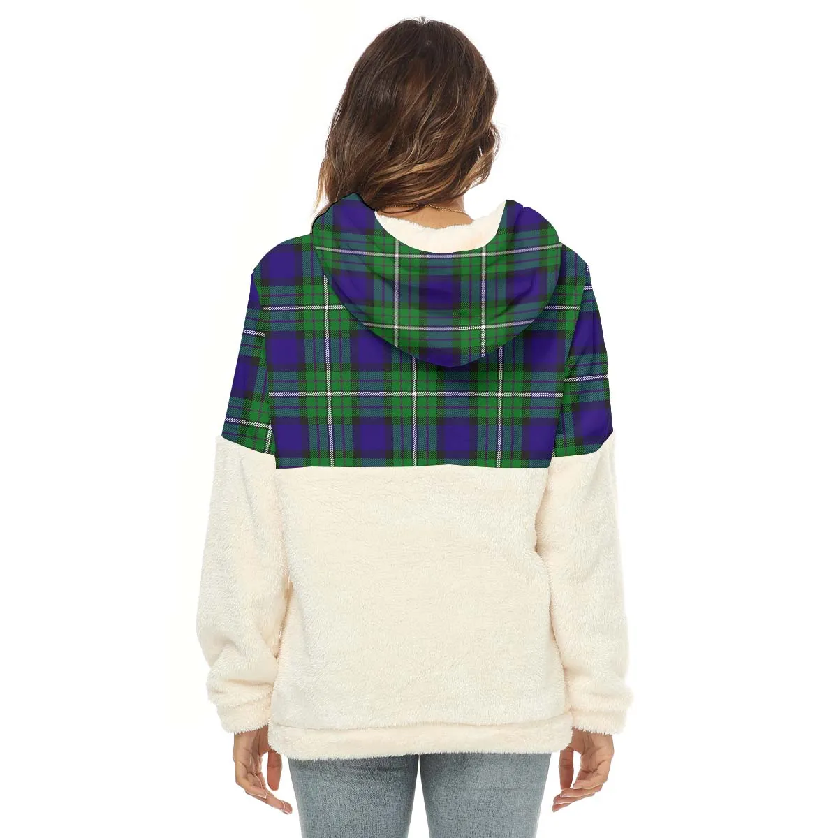 Alexander Tartan Women's Borg Fleece Hoodie With Half Zip