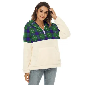 Alexander Tartan Women's Borg Fleece Hoodie With Half Zip