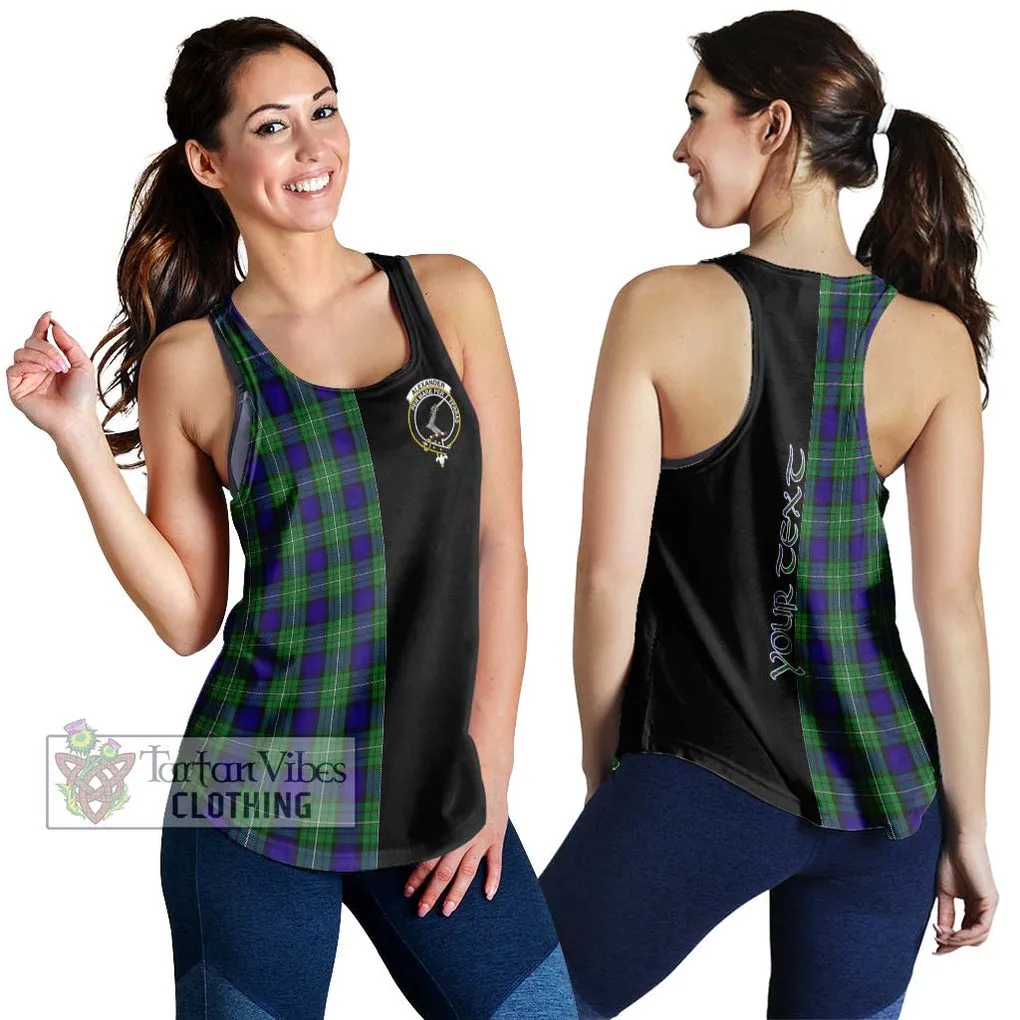 Alexander Tartan Women's Racerback Tanks with Family Crest and Half Of Me Style