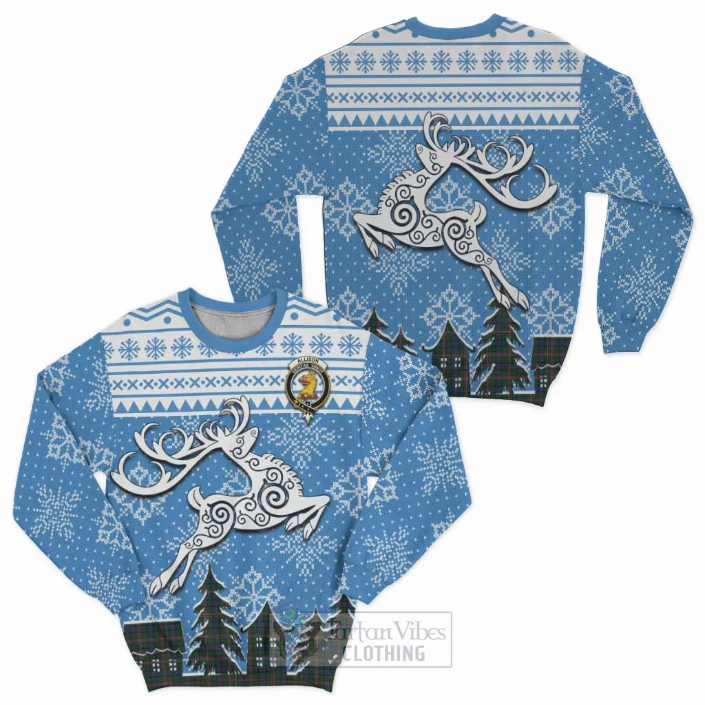 Allison Clan Christmas Sweatshirt Celtic Reindeer Style