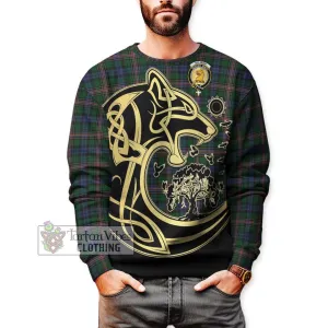 Allison Tartan Sweatshirt with Family Crest Celtic Wolf Style