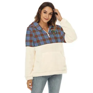 Anderson Modern Tartan Women's Borg Fleece Hoodie With Half Zip with Family Crest