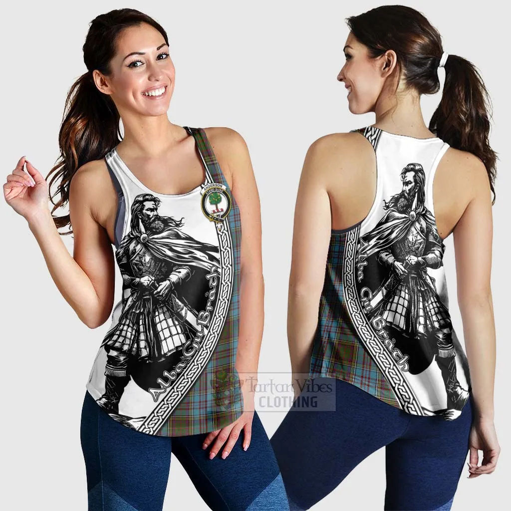 Anderson Tartan Clan Crest Women's Racerback Tanks with Highlander Warrior Celtic Style