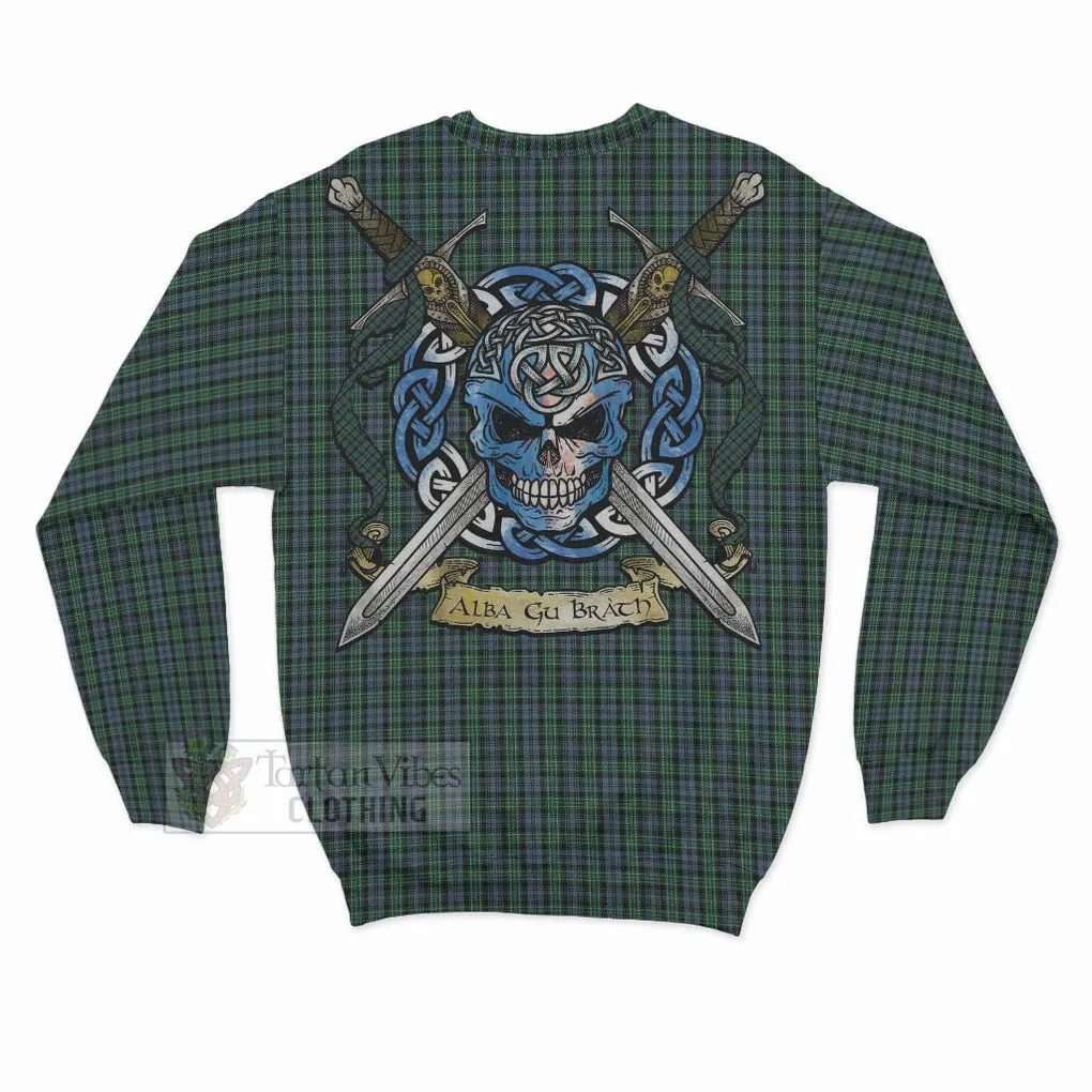 Arbuthnot Tartan Sweatshirt with Family Crest Celtic Skull Style