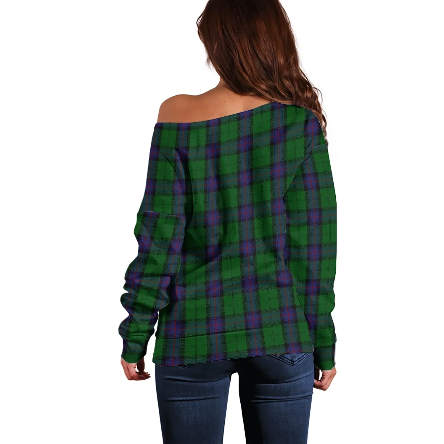 Armstrong Tartan Off Shoulder Women Sweater with Family Crest