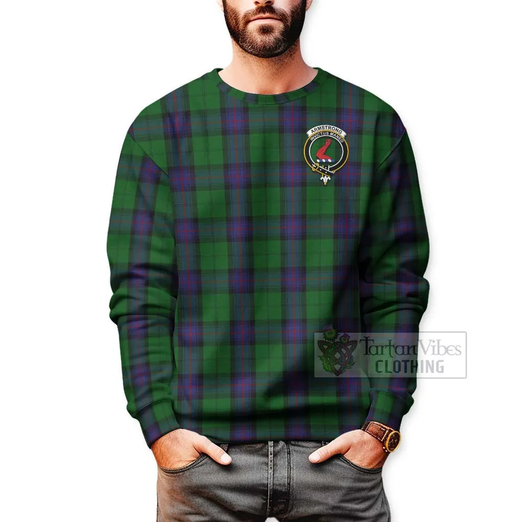 Armstrong Tartan Sweatshirt with Family Crest Celtic Skull Style