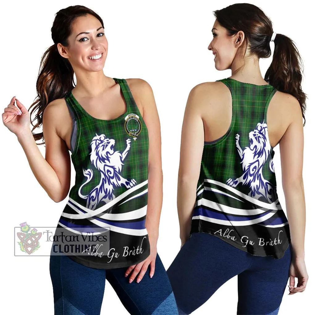 Arthur Highland Tartan Women's Racerback Tanks with Alba Gu Brath Regal Lion Emblem