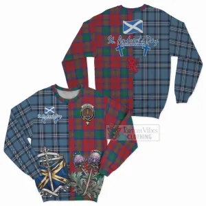 Auchinleck (Affleck) Tartan Sweatshirt Happy St. Andrew's Day Half Tartan Style