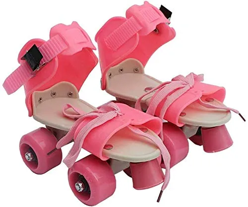 AUTHFORT Roller Skates for Girls Age Group 7-12 Years Adjustable Inline Skating Shoes with School Sport-Multi Colour (Pink White)