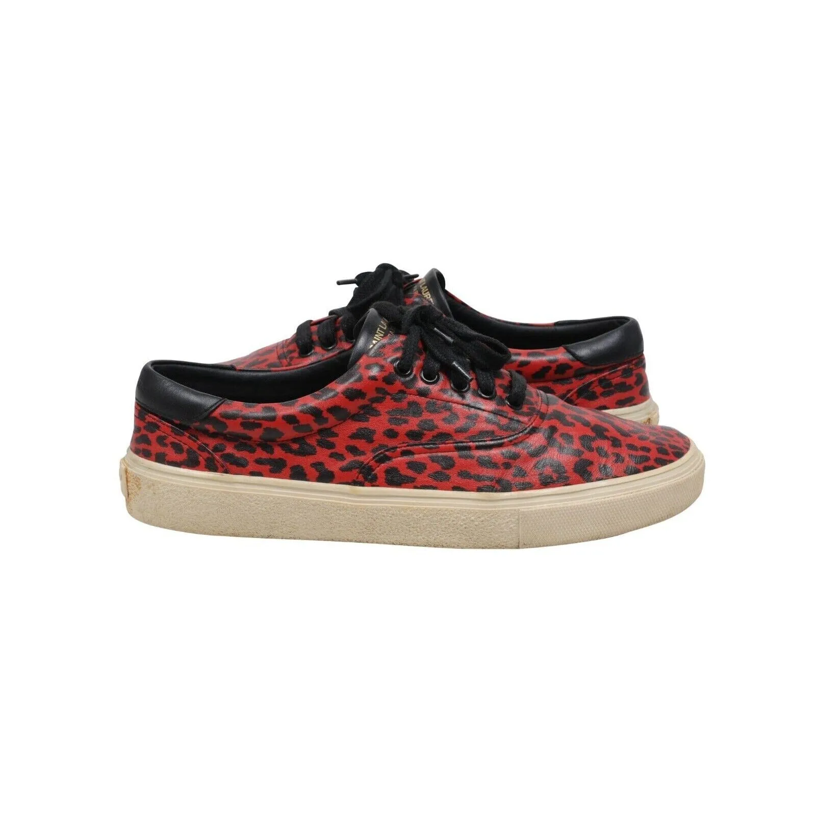 Babycat Skate Sneakers Leopard Red Black Leather Low Top